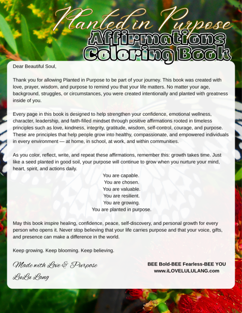 Planted In Purpose Affirmations Coloring Book 