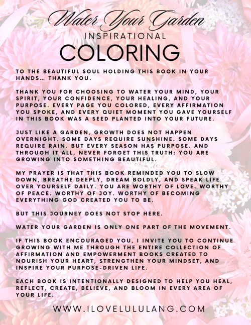Water Your Garden Inspirational Coloring